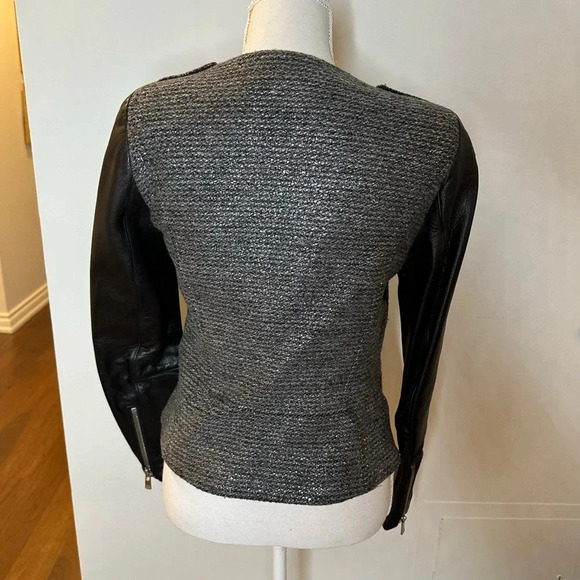 Maje Wool Jacket with Leather Sleeves Sz. 40 - Picture 5 of 5